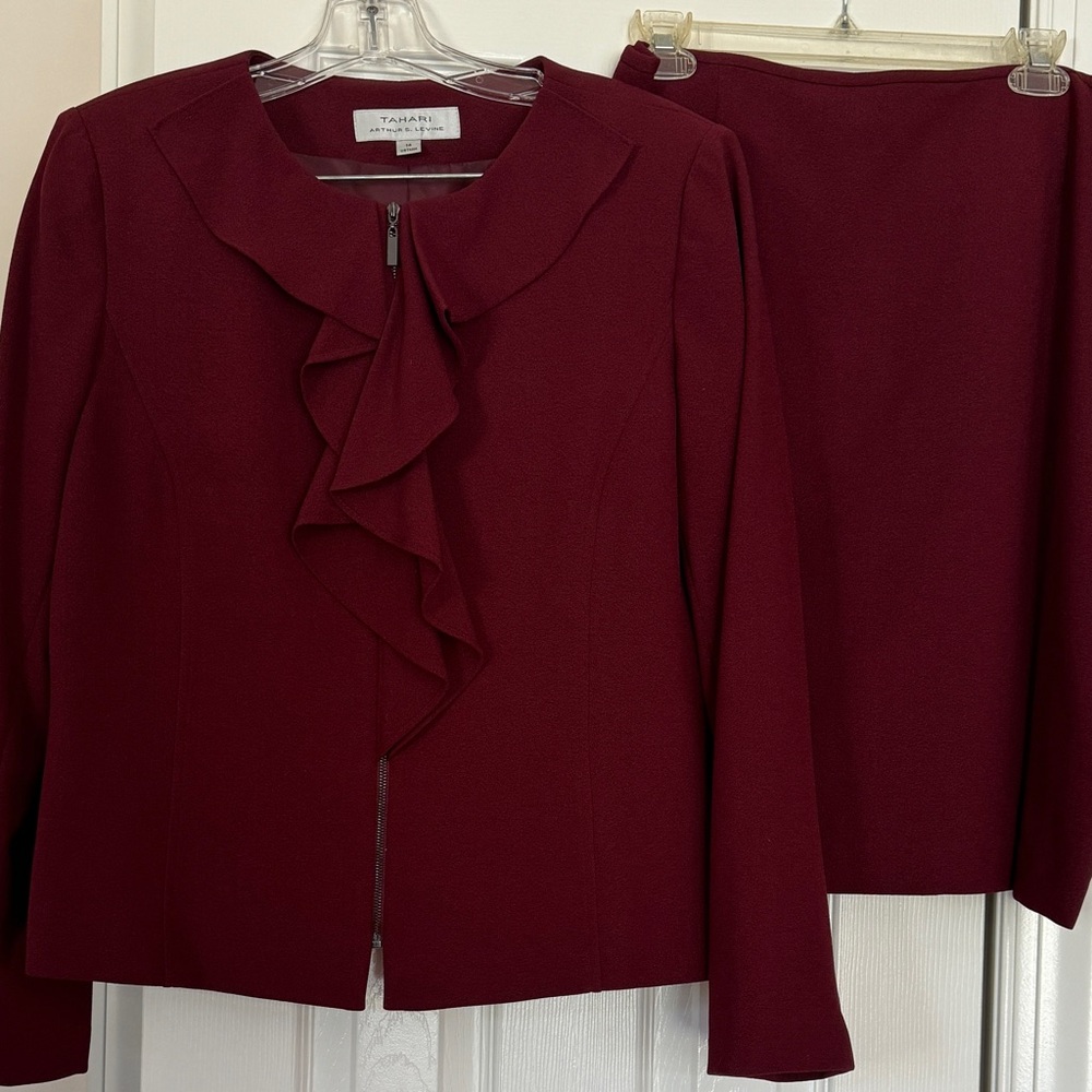 Elegant Burgundy Skirt Suit Set